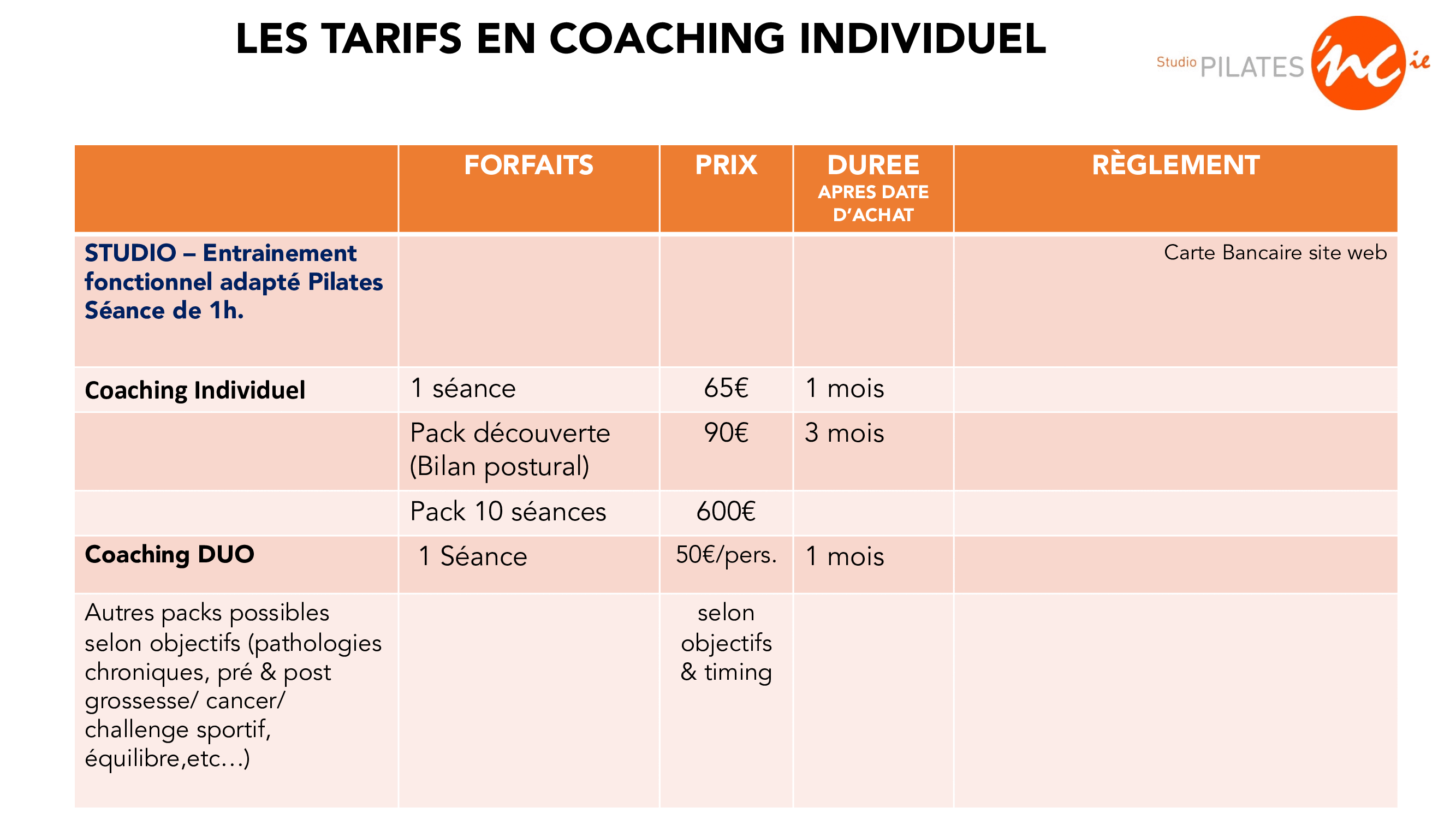 tarifs 23 COURS prive